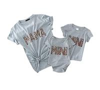 Générique Tee Shirt Enfant Fille,Chemise DéContractéE Courte Hauts LéOpard Et Chemisier T-Shirt Manches Enfants BéBé Moi Correspondant Tenues Imprimer Filles éTé T VêTements (Grey, 4-5 Years)