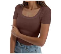 Générique Tee Shirt Femme Coton Haut Chic Et Elegant Chemise Élégant Tee-Shirt Tunique Vetement T Blanc Crop Top Grande Taille Sport Tshirt Blouse T-Shirts À Manches Courtes T-Shirt Short Col V Ete