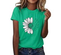 Générique Tee Shirt Femme Été T-Shirt à Manches Courtes Top Coton Col Rond Graphic Hauts Décontracté Blouse1