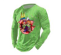 Générique Tee Shirt Femme Manches Longues Rayé Rouge & Blanc avec Clowns de Carnaval & Cathédrale de Cologne, Style Rétro Festif pour Carnaval de Cologne, Fêtes Thématiques et Sorties Amicales