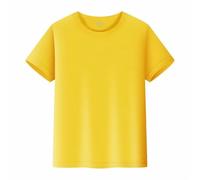 Générique Tee Shirt Garçons Filles Classique Couleur Unie Coton T-Shirts Gamins Manche Courte Col Ras du Cou Tops Âge 2-14 Ans (01 Jaune, 2-3 ans)