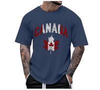 Générique Tee Shirt Homme Coton - T Shirt Manche Longue Homme Male Spring and Summer National Day Celebration Casual Distressed Partial Print Shirt Round Neck Short Sleeve Top