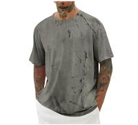 Générique Tee Shirt Homme Hauts Manches Courtes Été Tshirt Sport Impression Tee-Shirt Décontracté Quotidien T-Shirts Doux Léger Teeshirt Respirant Extensible Warehouse 04 Gris 5XL
