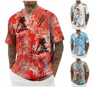 Générique Tee Shirt Homme Hauts Manches Courtes Été Tshirt Sport Impression Tee-Shirt Décontracté Quotidien T-Shirts Doux Léger Teeshirt Respirant Extensible Vente Flash du Jour Et Soldes 07 Rouge XL