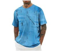 Générique Tee Shirt Homme Hauts Manches Courtes Été Tshirt Sport Impression Tee-Shirt Décontracté Quotidien T-Shirts Doux Léger Teeshirt Respirant Extensible Vente Flash du Jour Et Soldes 17 Bleu XL