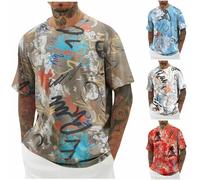 Générique Tee Shirt Homme Hauts Manches Courtes Été Tshirt Sport Impression Tee-Shirt Décontracté Quotidien T-Shirts Doux Léger Teeshirt Respirant Extensible Mes Commandes 03 Kaki 4XL