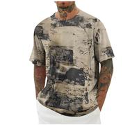 Générique Tee Shirt Homme Hauts Manches Courtes Été Tshirt Sport Impression Tee-Shirt Décontracté Quotidien T-Shirts Doux Léger Teeshirt Respirant Mes Commandes en Cours De Livraison 19 Kaki 4XL