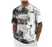 Générique Tee Shirt Homme Hauts Manches Courtes Été Tshirt Sport Impression Tee-Shirt Décontracté Quotidien T-Shirts Doux Léger Teeshirt Respirant Extensible Warehouse 19 Blanc 5XL