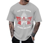 Générique Tee Shirt Homme Manches Courtes Noir Tshirt Imprimé Feuille d'Érable Canada 1867 The True North Strong and Free Confortable Léger Respirant T-Shirt pour Quotidien Voyage Fête Nationale