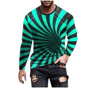 Générique Tee Shirt Homme Manches Longuess Tshirt Décontractée T-Shirts Humour Teeshirt Psychédélique à Illusion D'optique Polo Légère Respirant Polos Vert Menthe L