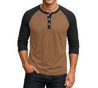 Générique Tee Shirt Homme Noir - Hommes T-Shirts T-Shirt décontracté et élégant pour Homme Haut boutonné à Manches 3/4 idéal au Quotidien et pour Les activités de Plein air