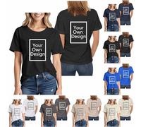 Générique Tee Shirt Personnalisable avec Votre Texte/Image/Logo Recto-Verso, T Shirt Cotton Personnalisé pour Femme, Concevez Votre Propre Chemise Cadeau Anniversaire