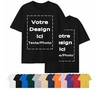 Générique Tee Shirt Personnalisable avec Votre Texte/Image/Logo Recto-Verso, T-Shirt Personnalisé pour Hommes/Femmes, T-Shirts de Noël Cadeau Personnalisé Noir XXL