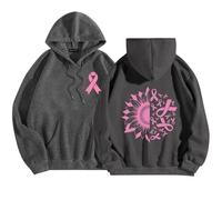 Générique Tee-Shirt Rose Sweat Femme Zippé À Capuche Gilet Polaire Oversize Veste avec Pull Pale Bannière Octobre Shirt Accessoire Hiver Chaud Ruban Garcon 14 Ans Sweatshirt