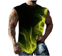 Générique Tee Shirt sans Manche Débardeur Homme Été T-Shirts Impression Sport Teeshirt Décontracté Manches Courtes Tee-Shirt Entraînement Tshirt Respirant Vente Flash du Jour Et Soldes Jaune M