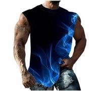 Générique Tee Shirt sans Manche Débardeur Homme Été T-Shirts Impression Sport Teeshirt Décontracté Manches Courtes Tee-Shirt Entraînement Respirant Mes Commandes en Cours De Livraison Bleu 4XL