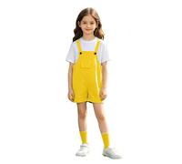 Générique tee shirt tshirt blanc enfant Ensemble trois pièces tee-shirt manches courtes salopette et chaussettes(Jaune3-4 ans)