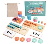 Générique Ten Frame Set | Jouet en Bois Compteurs pour | Outil Pédagogique Addition Soustraction pour École à la Maison | Matériel Apprentissage pour Classe Primaire 1ère 2e Année