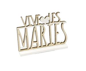 Générique Tendances Fêtes - Centre Table Bois VIVE Les MARIÉS 8.5X11.8X3CM