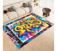 Générique Tendances Graffiti Tapis 60x90cm Style Américain Rue Antidérapant Poils Bas Moquettes Sol Décoration Durable Doux Machine Lavable Grand Tapis pour Chambre Salon 19y211