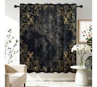 Générique Tenture Haut de Gamme Motif Marbre Noir et Or - Rideau Thermique Occultant 2 Panneaux pour Ambiance Chic, Isolation Chaleur et Lumière, Facile à Poser, 117x230 cm