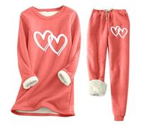 Générique Tenue Confortable D'Automne Hiver Pour Femme Imprimé Et Épais Slim Fit Haut Chaud Pour Femme Confiante(Watermelon Red, XXL)