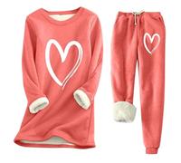 Générique Tenue Confortable D'Automne Hiver Pour Femme Imprimé Et Épais Slim Fit Haut Chaud Pour Femme Active(Watermelon Red, XXL)