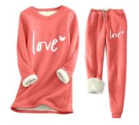 Générique Tenue Confortable D'Automne Hiver Pour Femme Imprimé Et Épais Slim Fit Haut Chaud Pour Femme Moderne(Watermelon Red, L)