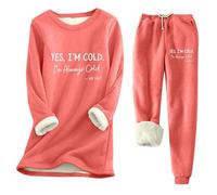 Générique Tenue Confortable D'Automne Hiver Pour Femme Imprimé Et Épais Slim Fit Haut Chaud Pour Femme(Watermelon Red, XXL)