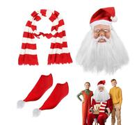 Générique Tenue De Cosplay Père Noël | Accessoires De Déguisement De Noël,Coiffure Écharpe Chaussettes De Fête - pour Fête de Spectacle sur Scène Réunion Familiale Célébration