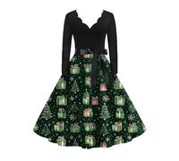 Générique Tenue de Fête Femme, Noir sous Réveillon Noel Robe Verte, L'an Verte Robe Longue Hiver, Rouge Fete Jour Robes Nuisette Vêtements Manche Jupe de Noel Femme, 5XL