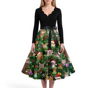 Générique Tenue de Noel, Paillette Soirée Sequin Robe Pull Femme, Rouge Fête Nuisette Longue Grande Vetement Chemise Jour Jupe Mere Noel, Robe de Noël Femme Rouge, XXL