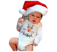 Générique Tenue de Noël pour Bébé Fille Garçon Mes 1ers Tenues de Noël Mignon PyjamaNoël Bebe Grenouillère Nouveau-né Combinaison Noel Bébé Tenues Père Noel Visage Body Unisexe Body