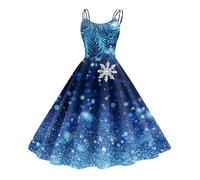 Générique Tenue de Noel Sexy Femme Tenue de Fete Rigolo Robe Nouvel an Et Élégant de Nuit Déguisement Mère Noël Femme Adultes Vintage Et Original Robe Pull Noel Bleu S