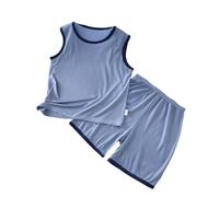 Générique Tenue De Nuit Été Enfant, Gilet Et Short sans Manches Col Rond, Coton Léger, Vêtement De Maison Parfait pour Les Nuits Chaudes, pour Garçon Et Fille 2 À 7 Ans