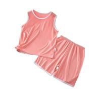 Générique Tenue De Nuit Été Enfant, Gilet Et Short sans Manches Col Rond, Coton Léger, Vêtement De Maison Parfait pour Les Nuits Chaudes, pour Garçon Et Fille 2 À 7 Ans