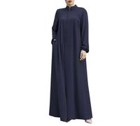 Générique Tenue De Priere Femme Musulmane 15 Piece,Cardigan à Col Montant Et Fermeture éClair Musulmane De Style Arabe Moyen avec Poches Robe Ample Et éLéGante pour La PrièRe (Navy XXXXXL)