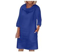 Générique Tenue De Priere Femme Musulmane Grande Taille,Robes D'éTé Robe à Manches Courtes Col Rond Smock DéContractéE Mini Robes D'éTé (Blue M)