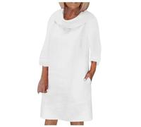Générique Tenue De Priere Femme Musulmane Grande Taille,Robes D'éTé Robe à Manches Courtes Col Rond Smock DéContractéE Mini Robes D'éTé (White M)