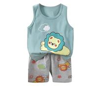 Générique Tenue Débardeur Enfant Cartoon Imprimé Été Fille Décontractée Confortable Vêtements Quotidien Corsage(Mint Green, 4-5 Years)