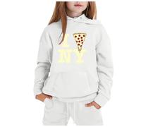 Générique Tenue Décontractée Hiver Fille Ville Nom Lieu Sweat à Capuche Pantalon Long Vêtements Corsage(White, 8-9 Years)