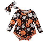 Générique Tenue d'halloween pour bébé garçon - Costume de Chauve-Souris - Barboteuse - Grenouillère Orange - Costume de fête de costumade - Vêtements à Manches Longues pour Tout-Petit de 0 à 24 Mois