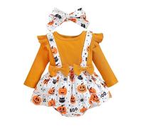 Générique Tenue d'halloween pour bébés garçons - Combinaison fantôme avec Chapeau tête de Mort Chauve-Souris - Grenouillère Orange à Manches Longues - Sweat à Capuche pour bébé de 0 à 24 Mois