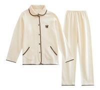 Générique Tenue D'IntéRieur Femme Hiver,Pyjama en Maille Douce Tenue De Nuit Thermique Et Confortable pour Un SéJour Douillet Et Relaxant à La Maison par Temps Froid (White XL)