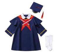 Générique Tenue Diplôme Fille, Robe Toque Pompon Étole - Cérémonie Solennelle Maternelle Satin Blanc, Vêtement De Fête Académique, Parfait pour Les Grands Moments en Famille