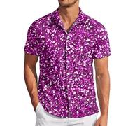 Générique Tenue Disco Homme Chemise, Chemise Homme Manches Courtes Vintage Chemise A Fleur Homme Chemise Homme Floral Années 70 Homme Disco Fluo Homme Chemise Homme 5XL Chemise Disco Homme Dorée