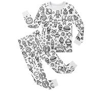 Générique Tenue Enfant à Col Rond à Manches Longues DIY Croquis à la Main Coloriage Amusant Main Dessinée Ensemble Décontracté(White #4, 6-7 Years)