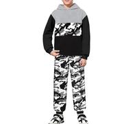 Générique Tenue Garçon, Sweat Capuche Coloré Orange - Pantalon Jogging Camouflage Streetwear Décontracté, Look Urbain Tendance, Idéal pour Ados Et Jeux Extérieurs