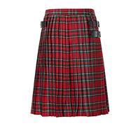 Générique Tenue Medievale Homme, Kilt Ecossais Homme Rouge Grande Taille Gothique Jupe Plissée Médiévale en Coton Longue Complet Taille Élastique Respirant Couleur Unie Cosplay Tartan Irlandais