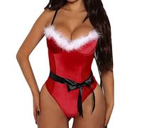 Générique Tenue NoëL DéGuisement Femme Christmas Sexy Lingerie Adulte Dentelle Seduction Hot Chaude Chic Ensembles sous-VêTement Pyjama Push Up Underwear Transparente Nuisette Erotique Soutien Gorge